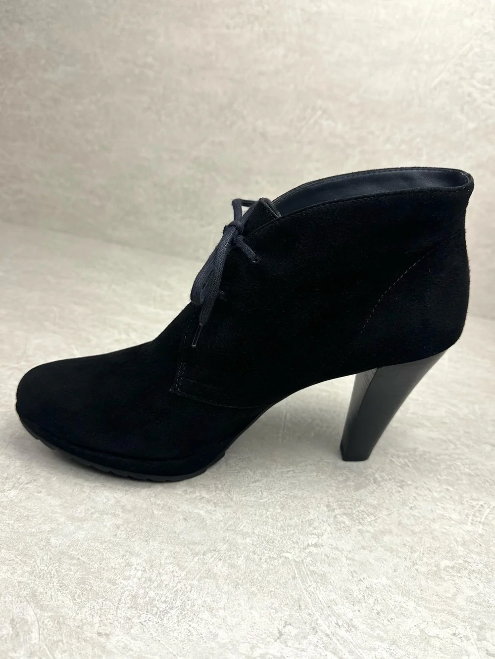 Paul Green Black Suede Lace Up Heeled Ankle Booties UK 5.5 US 8